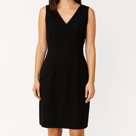 H&M Black Sleeveless V-Neck Sheath Dress Size 14 - Picture 1 of 11